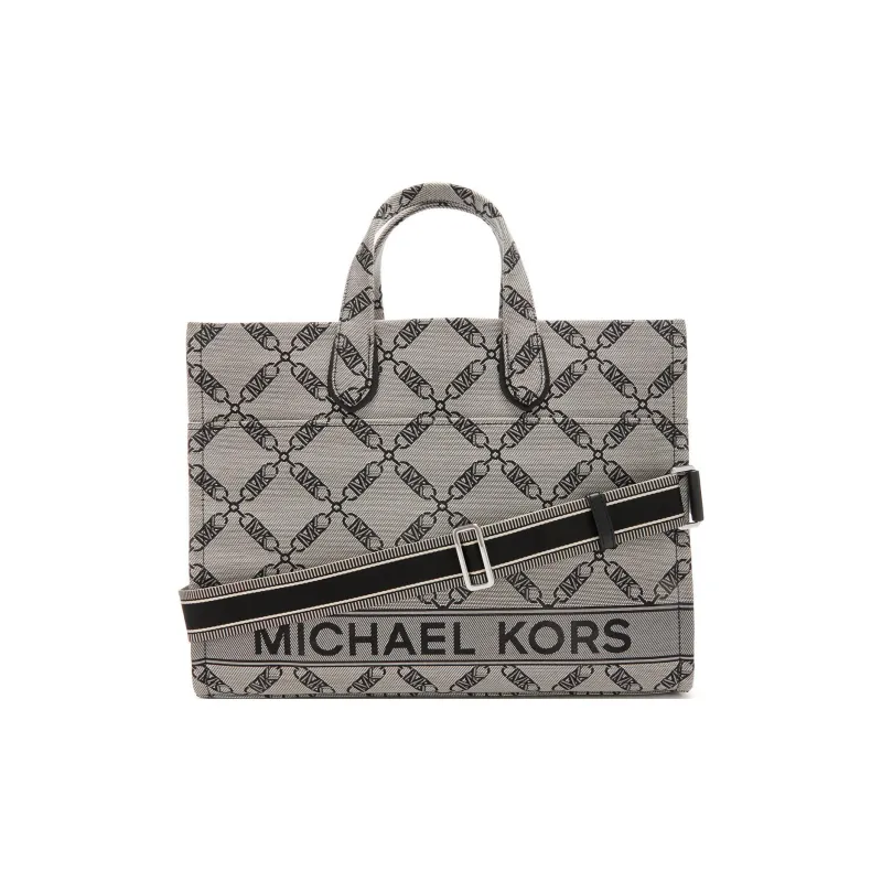 MICHAEL KORS Fabric Portable Crossbody Tote Tubas Women's Beige & White & Black-1