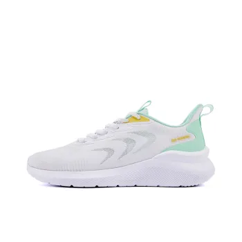 QIAODAN Breaking Wind Abrasion Resistant, Breathable, Lightweight Low Top Running Shoes Men's White Green