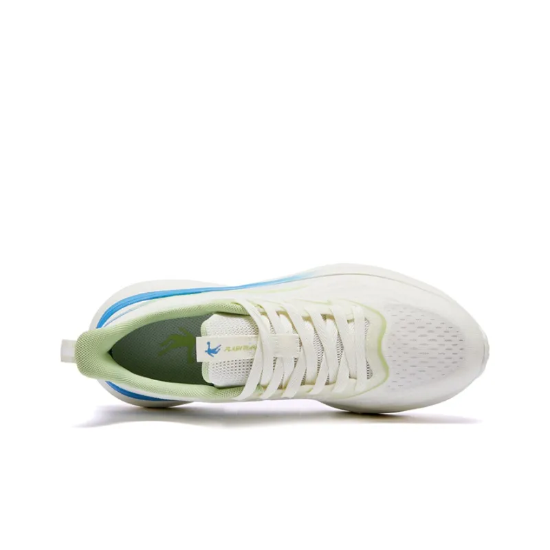 QIAODAN Cushioned Slip Resistant Low Top Running Shoes Men's Beige Blue-2