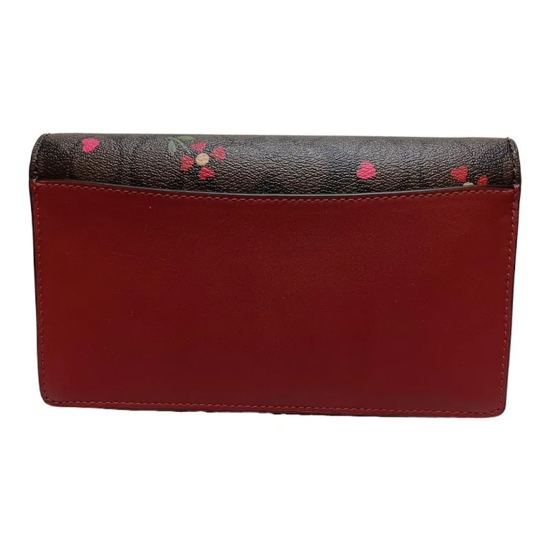 COACH Anna Leather Envelope Bag, Crossbody Bag Small Size Women's Brown/Burgundy Multicolor-4