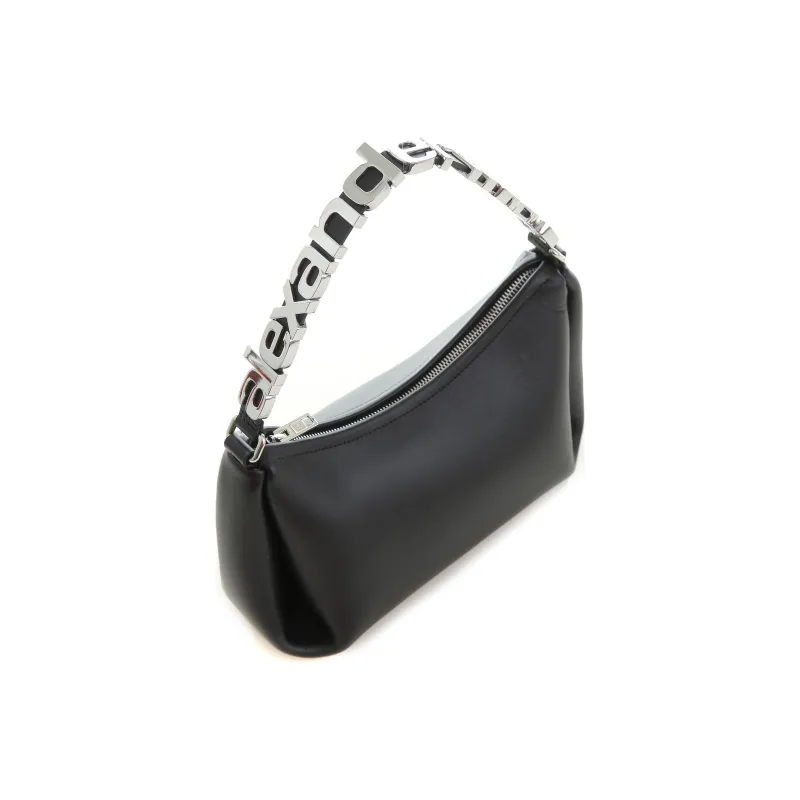 Alexander Wang Cow Leather Shoulder Bag, Hobo Bag, Shoulder Bag, Handbag Medium Size Women's Black-2
