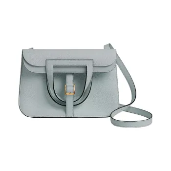 HERMES Halzan Clemence Bullock Leather Handbag Shoulder Bag Crossbody Bag Regular Women's 08 Pale Blue Holy Grail Blue