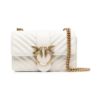 PINKO Sheepskin Crossbody Bag, Shoulder Bag Women's White