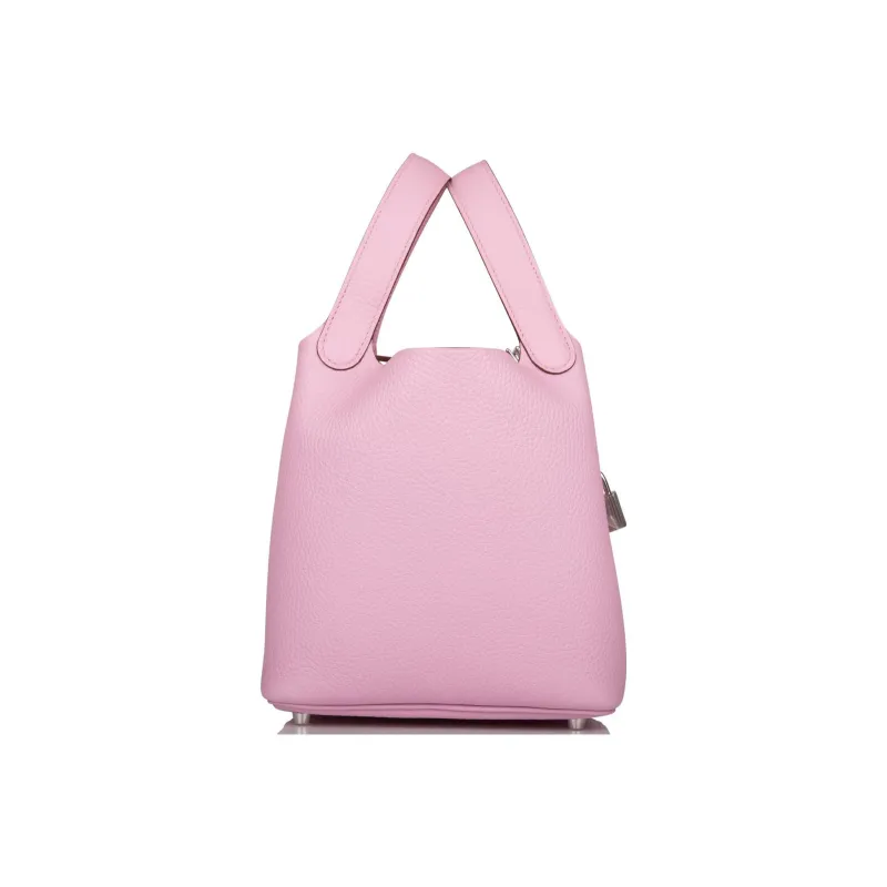 HERMES Picotin Lock Clemence Cow Leather Basket Bag, Bucket Bag, Handbag Women's X9 Mauve Sylvestre Mallow Purple-3