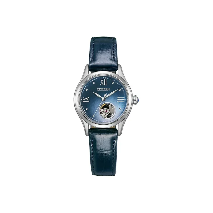 CITIZEN Mechanical Movement Cowhide Strap Watch Women's Watch Blue Dial-1