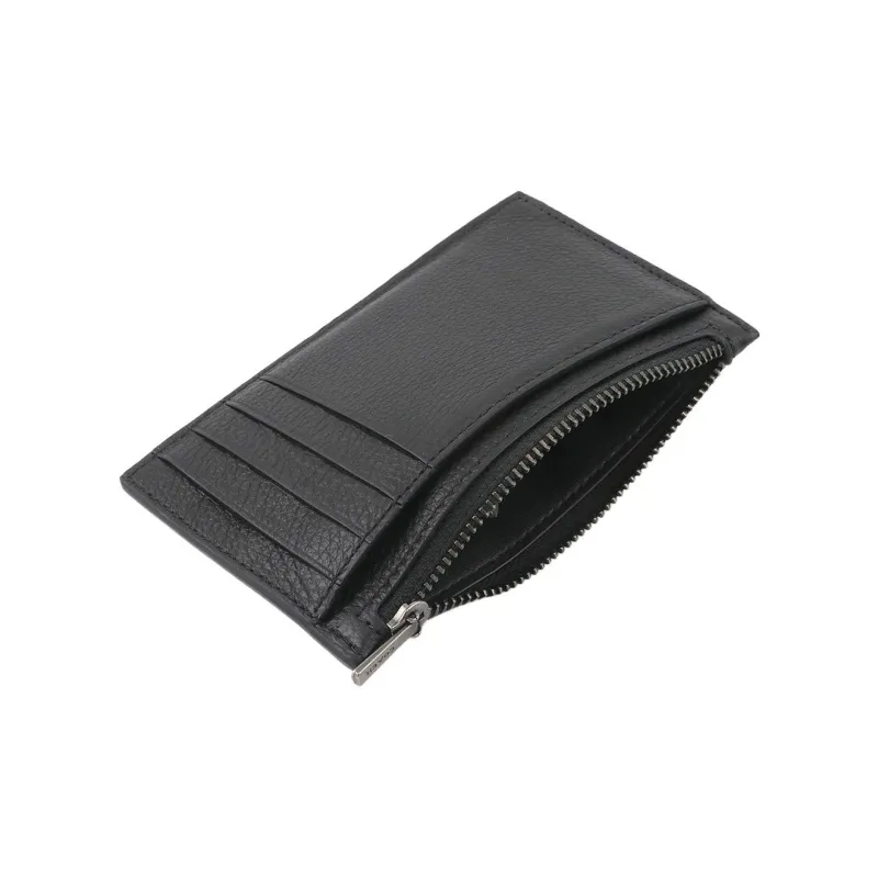 COACH Card Case Pebble Texture Cow Leather Coin Purse, Card Holder Unisex Black-3