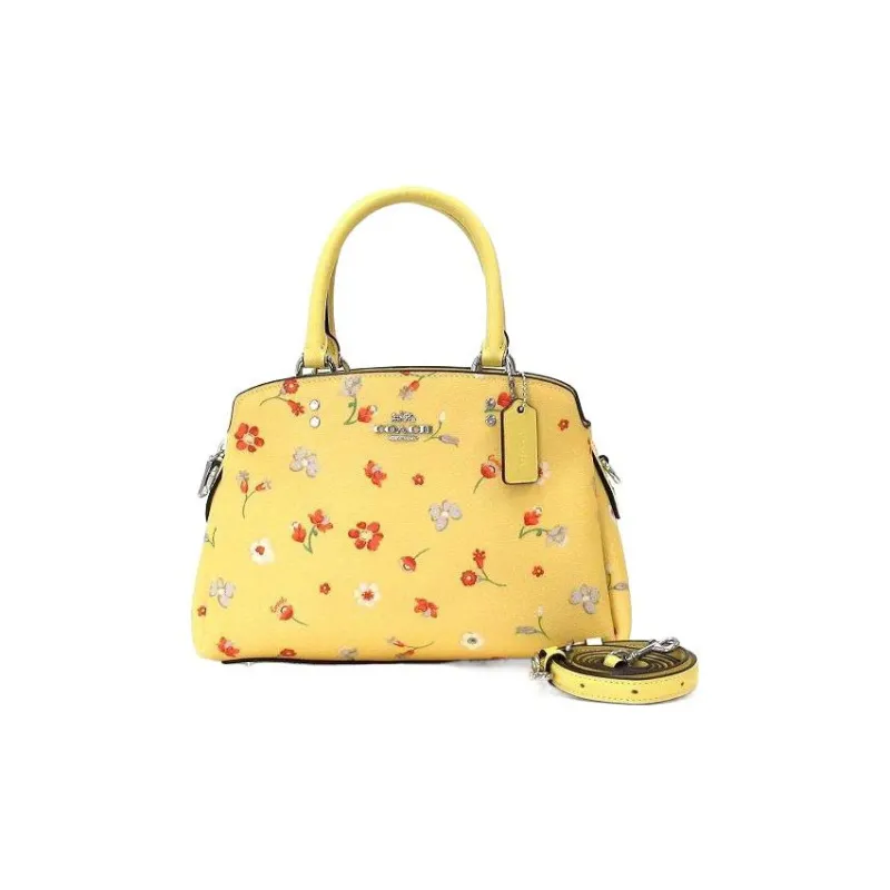 COACH Lillie Canvas Canvas Coated With Leather Handbag Shoulder Bag Crossbody Bag Large Size Women's Bright Yellow-1