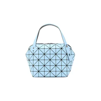 ISSEY MIYAKE Boston Artificial Leather Box Bag Boston One Shoulder Handbag Women's Sky Blue