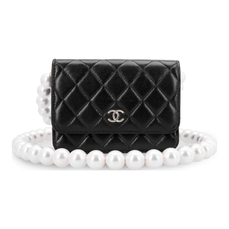 CHANEL WOC Calfskin Gold Metal Coin Purse, Card Holder, Shoulder Bag, Crossbody Bag Mini Women's Black-1