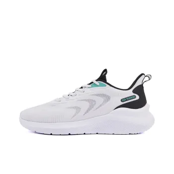 QIAODAN Breaking Wind Durable Breathable Lightweight Low Top Running Shoes Men's White Black