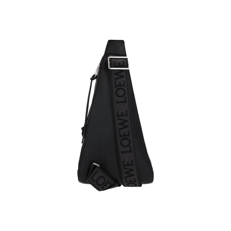 LOEWE Anton Sling Soft Smooth Cow Leather With Jacquard Fabric Sling Bag Men's Black-3
