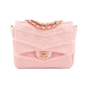 CHANEL Denim Mini Square Flap Bag, Flap Bag, Chain Bag, Shoulder Bag, Crossbody Bag Women's Pink