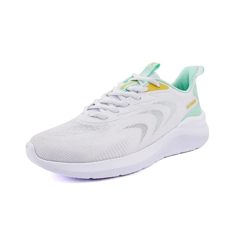 QIAODAN Breaking Wind Abrasion Resistant, Breathable, Lightweight Low Top Running Shoes Men's White Green-1