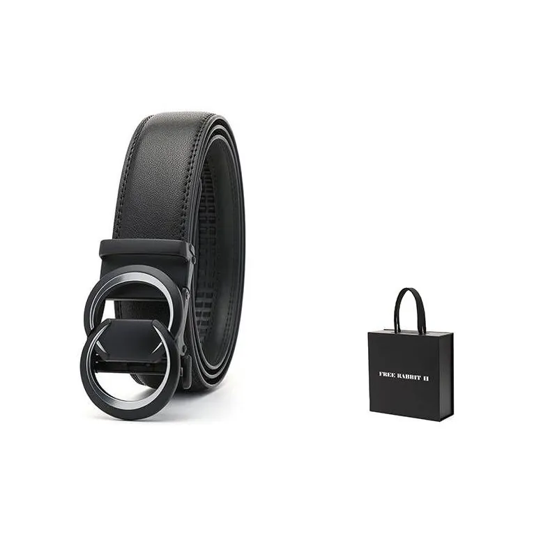 FREE RABBITⅡ Double Ring Interlocking Business Automatic Buckle Cow Leather Leather Belts Men's-6