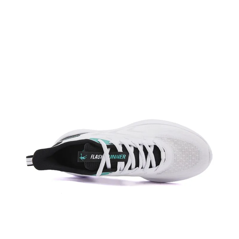 QIAODAN Breaking Wind Durable Breathable Lightweight Low Top Running Shoes Men's White Black-2