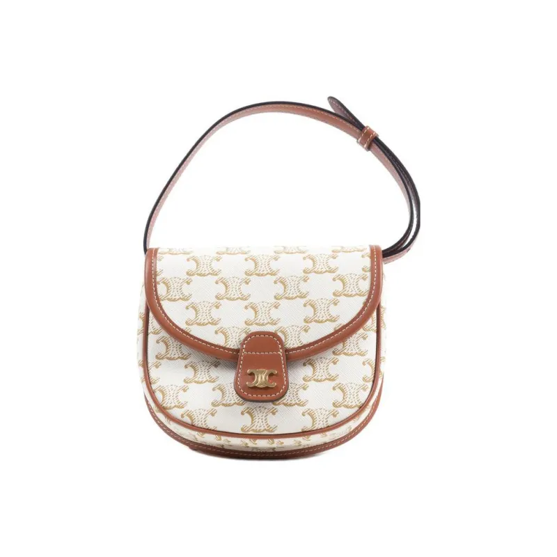 CELINE Cow Leather Shoulder Bag Crossbody Bag Mini Women's Candy Color & White-1