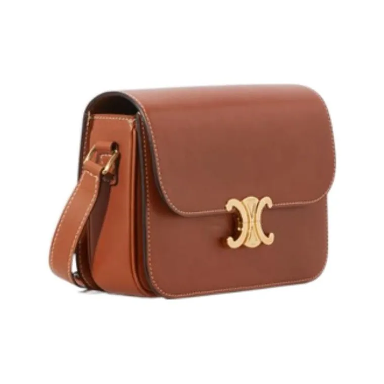 CELINE Cow Leather Handbag, Shoulder Bag, Crossbody Bag Medium Size Women's Tawny-2