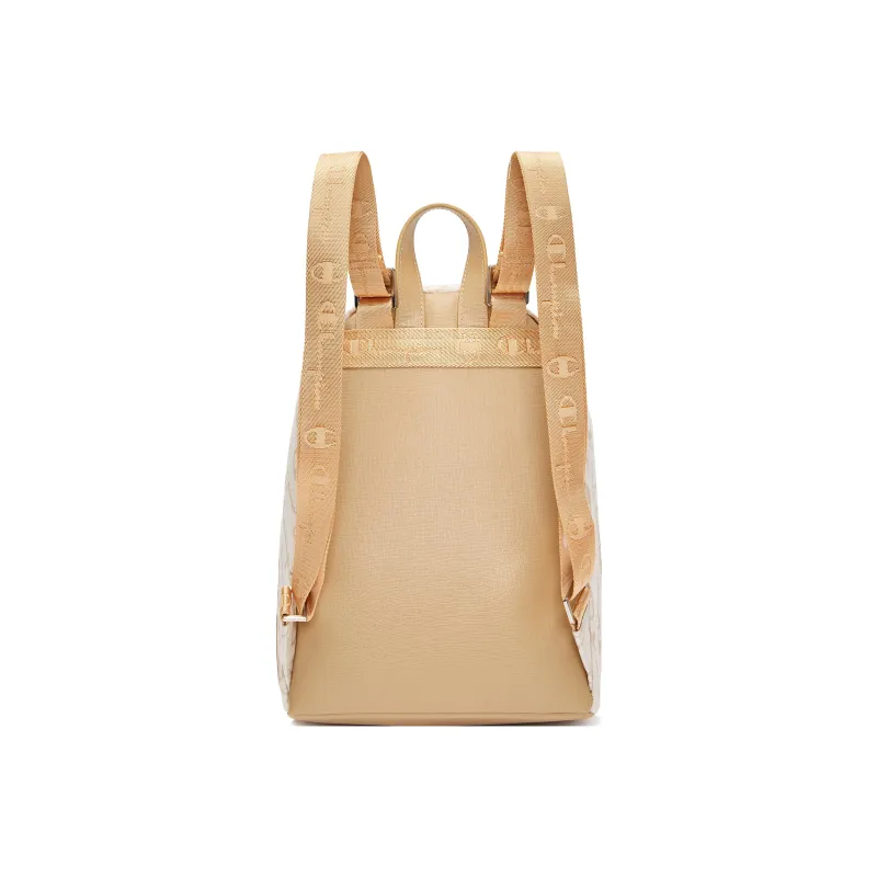 Champion Fabric Backpack Small Size Unisex Milk White/Wheat Brown-3