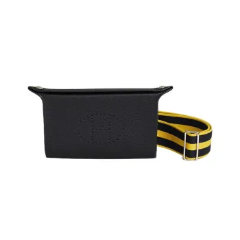 HERMES Videpoches Cow Leather With Canvas Plate Bag Fanny Pack Shoulder Bag Crossbody Bag Regular Men's Black Blue