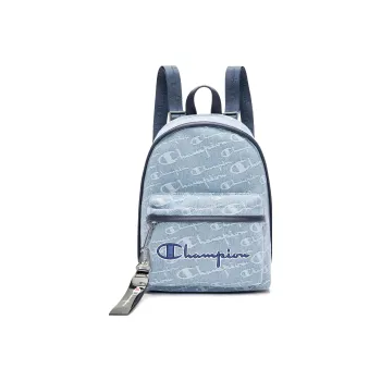 Champion Denim Backpack Small Size Unisex Ballet Blue With Champion Blue Accents