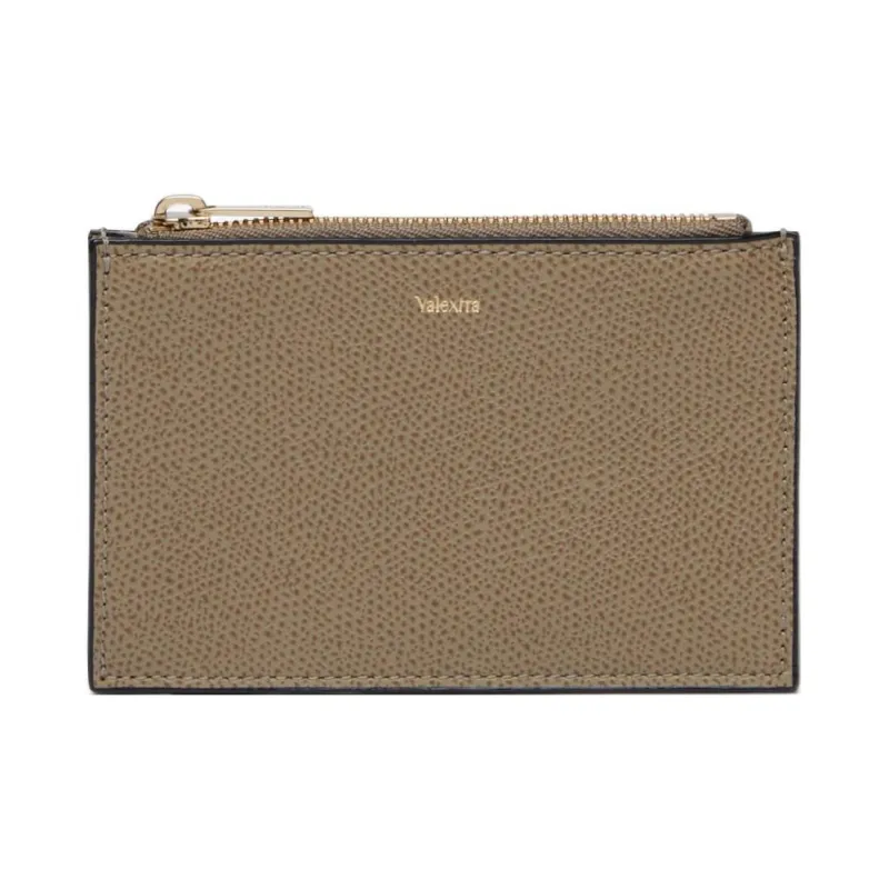 Valextra Calfskin Coin Purse, Card Holder Men's Oyster Brown-0
