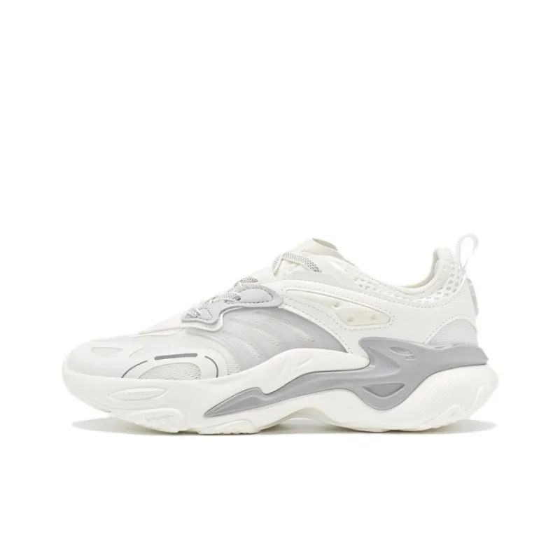XTEP Red Flame TD Anti Slip And Wear Resistant Breathable Low Top Sports Casual Shoes Women's White Gray-0
