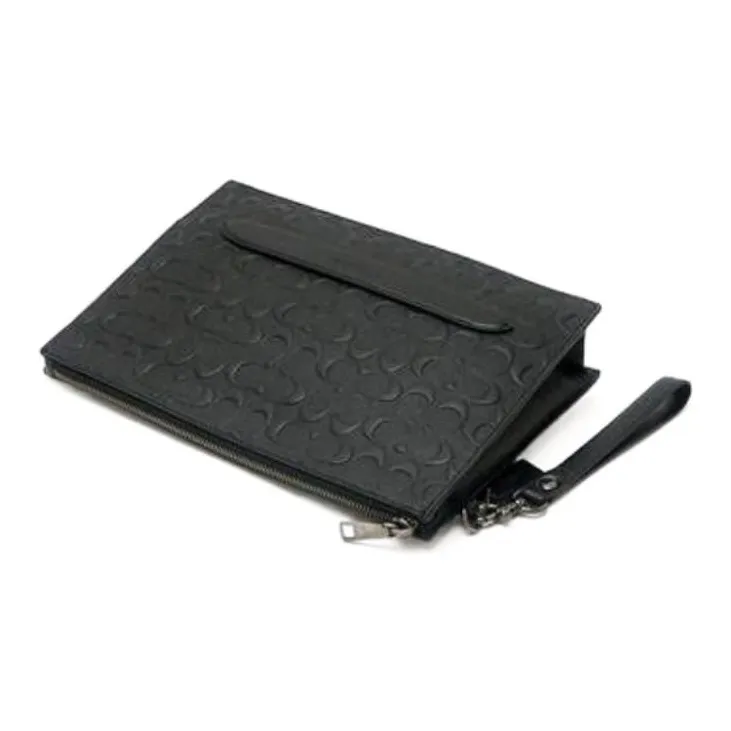 COACH Pouch Leather Document Bag, Briefcase, Wrist Bag, Clutch, Handbag Tubas Men's Black-2