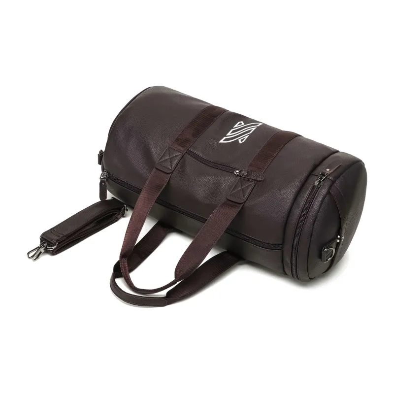 NOMK PU Swim Bag Sports Bag Luggage Bag Shoulder Bag Crossbody Handbag Large Size Unisex Black/Brown-11