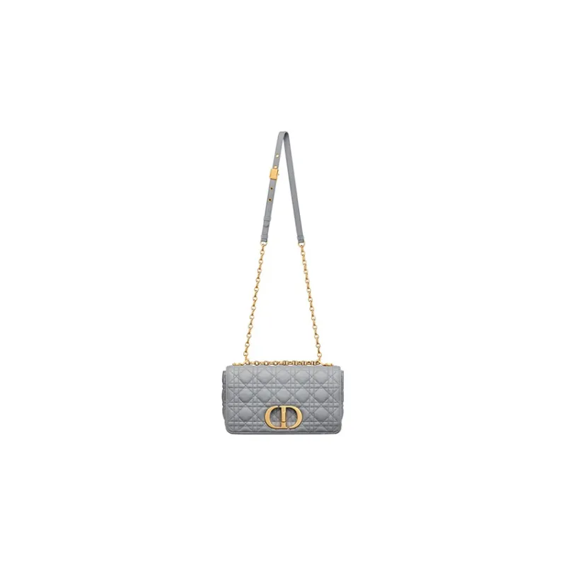 DIOR Caro Soft Cow Leather Chain Bag, Shoulder Bag, Crossbody Bag Medium Size Women's Gray-4
