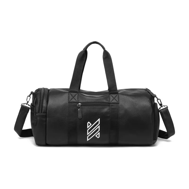 NOMK PU Swim Bag Sports Bag Luggage Bag Shoulder Bag Crossbody Handbag Large Size Unisex Black/Brown-0