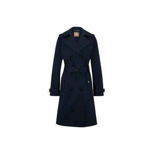 HUGO BOSS Trench Coats Women's Dark Blue