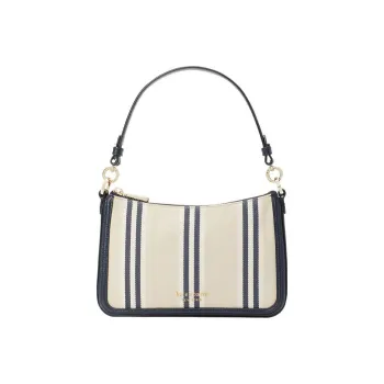 Kate Spade Hudson Canvas Saddle Bag Handbag Shoulder Bag Crossbody Bag Medium Size Women's Light Brown & Black