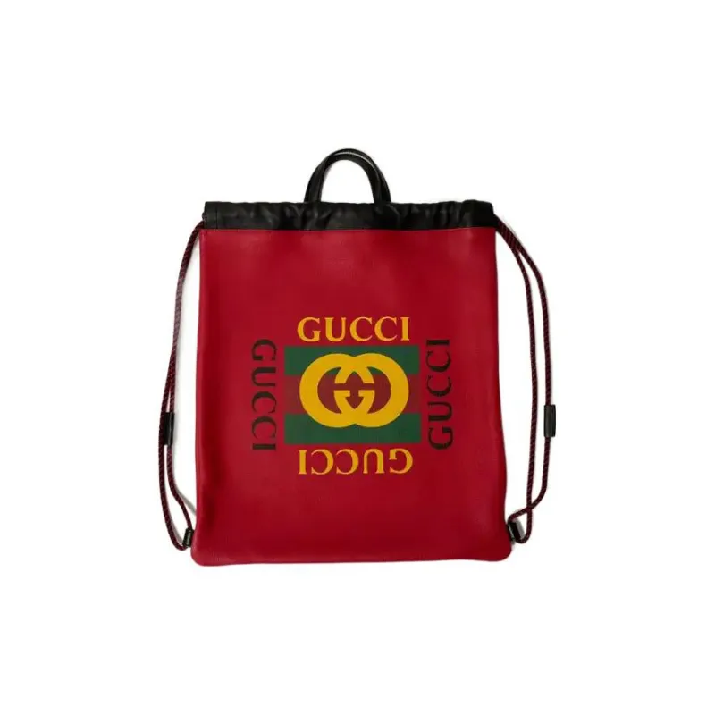 GUCCI Leather Backpack Small Size Unisex Red-1