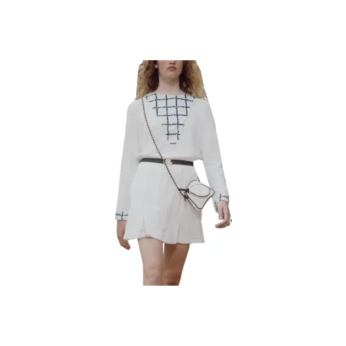 CHANEL Long-Sleeved Dresses Women's White