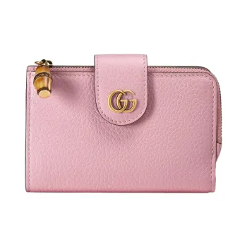 GUCCI Leather Wallet Medium Size Women's Pink