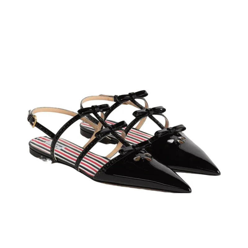 THOM BROWNE Bow-embellished Slignback Ballerina Shoes-2