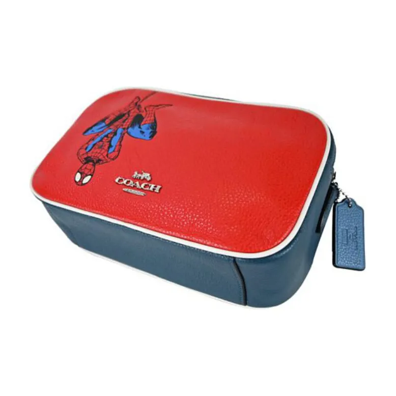COACH MARVEL Collaboration Jes Cow Leather Camera Bag, Shoulder Bag, Crossbody Bag Medium Size Women's Red & Blue-2