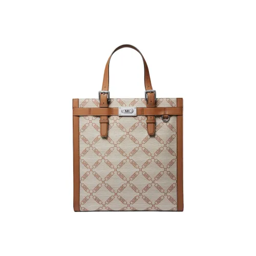 MICHAEL KORS Canvas With Leather Tote Bag Shopping Bag Handbag Large Size Men's Beige & Brown