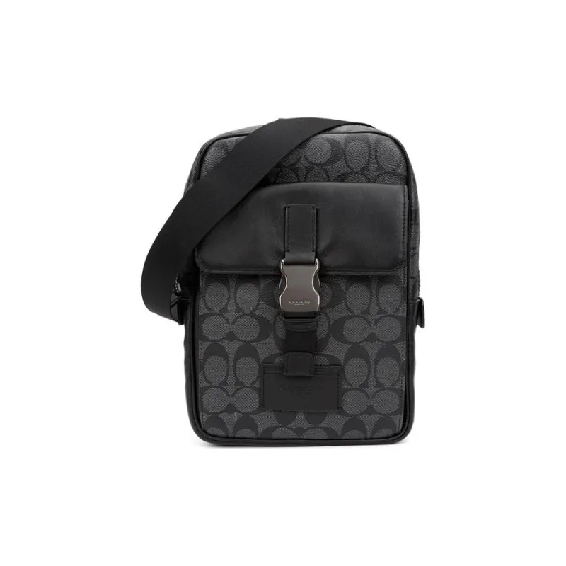 COACH Canvas With Leather One Shoulder Crossbody Backpack Sling Bags Mini Men's Charcoal Black-1