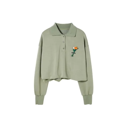 PEACEBIRD Sweatshirts Women's Gray Pea Green