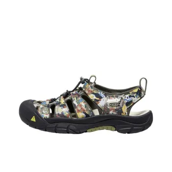 KEEN Newport Retro Abrasion Resistant River Trekking Shoes Men's Printed Pattern Green/Black