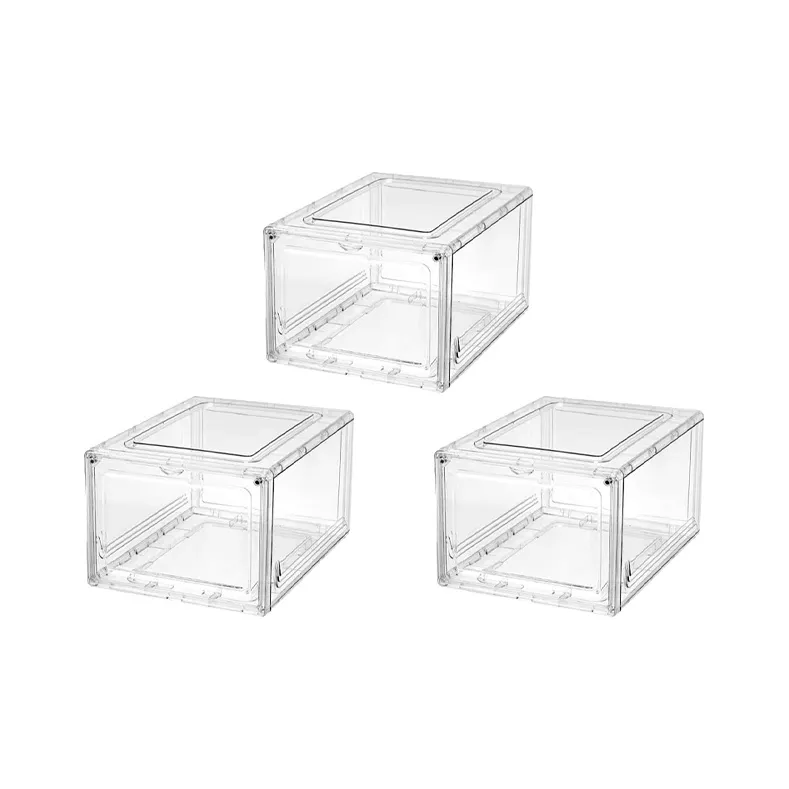 HAWA Acrylic Shoe Box Storage Box Medium Size Unisex Clear White-5