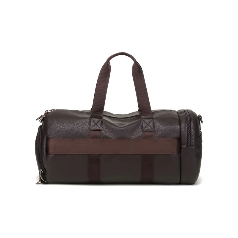 NOMK PU Swim Bag Sports Bag Luggage Bag Shoulder Bag Crossbody Handbag Large Size Unisex Black/Brown-10