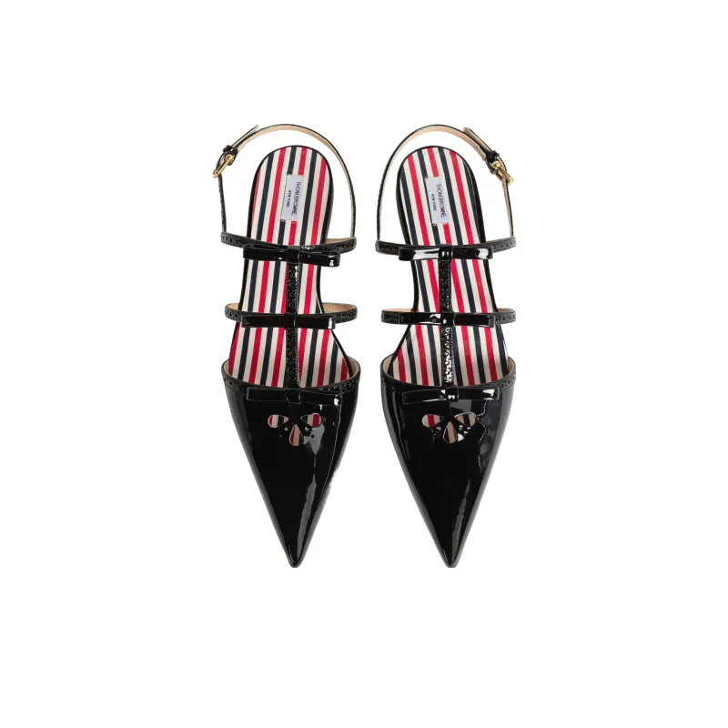 THOM BROWNE Bow-embellished Slignback Ballerina Shoes-3