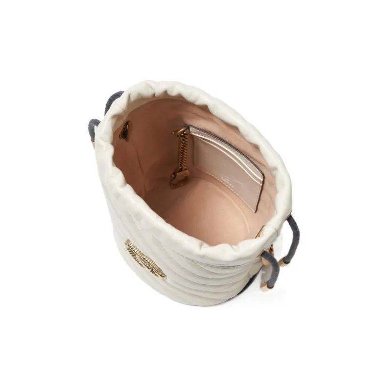 GUCCI GG Marmont Cow Leather Bucket Bag, Shoulder Bag, Crossbody Bag Mini Women's White/Blue-4
