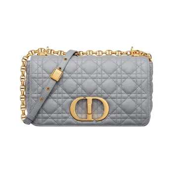 DIOR Caro Soft Cow Leather Chain Bag, Shoulder Bag, Crossbody Bag Medium Size Women's Gray