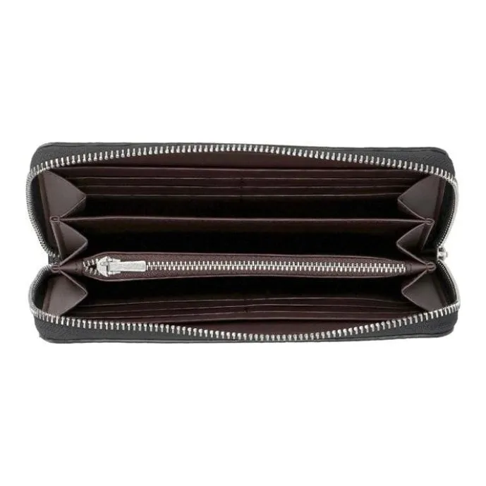 COACH Zip Around Coated Canvas With Leather Card Holder, Wallet Regular Women's Black-3