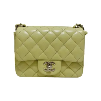 CHANEL Sheepskin Mini Square Flap Bag, Coin Purse, Clutch, Crossbody Bag Mini Women's Yellow