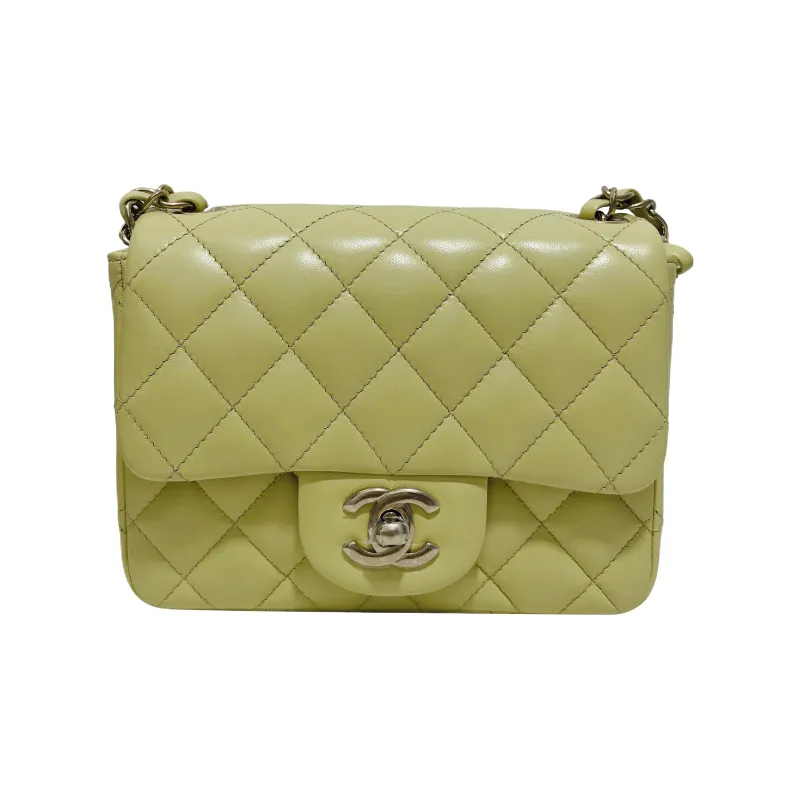 CHANEL Sheepskin Mini Square Flap Bag, Coin Purse, Clutch, Crossbody Bag Mini Women's Yellow-0