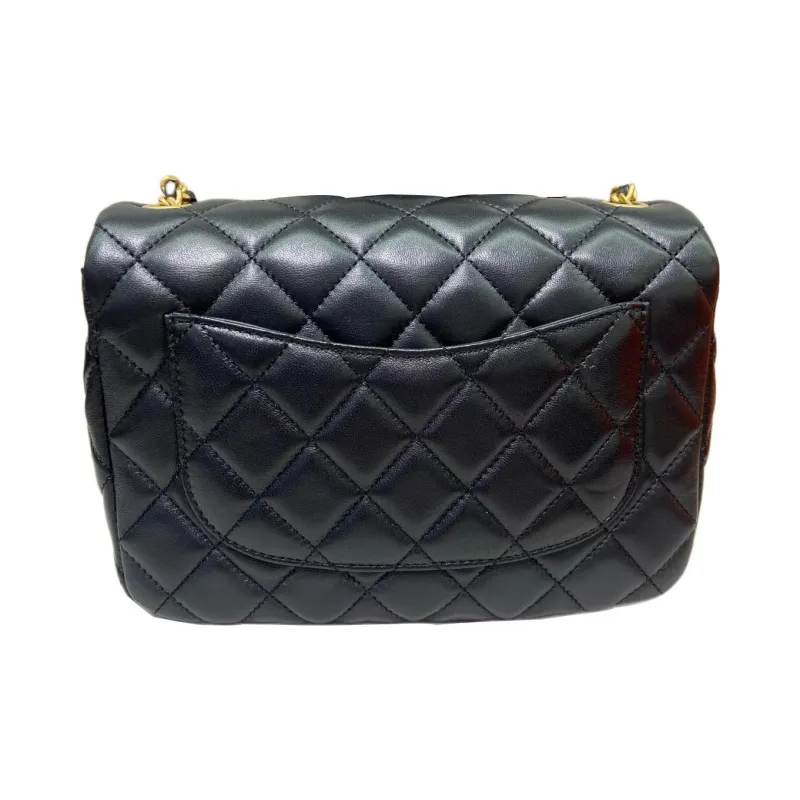 CHANEL 22K Autumn And Winter Lambskin Flap Bag, Crossbody Bag, Shoulder Bag Trumpets Women's Black-3